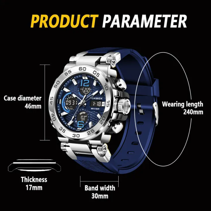 Men's Double Display Sports Luminous Digital Watch