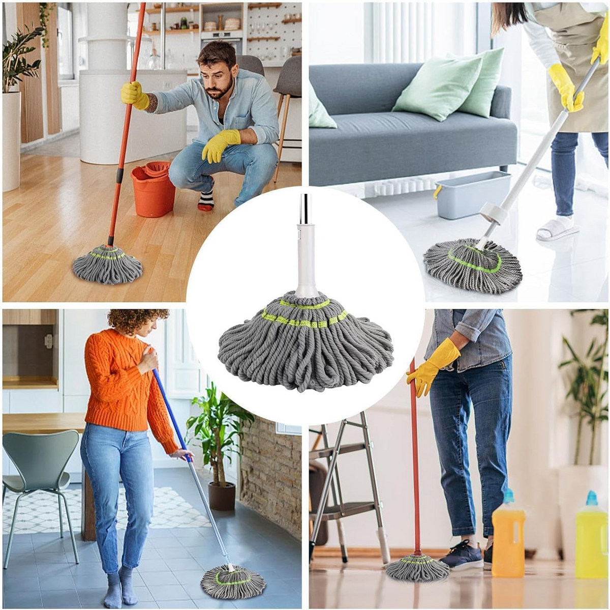 Microfiber Twist Mop โ Self-Wringing Floor Cleaning Solution