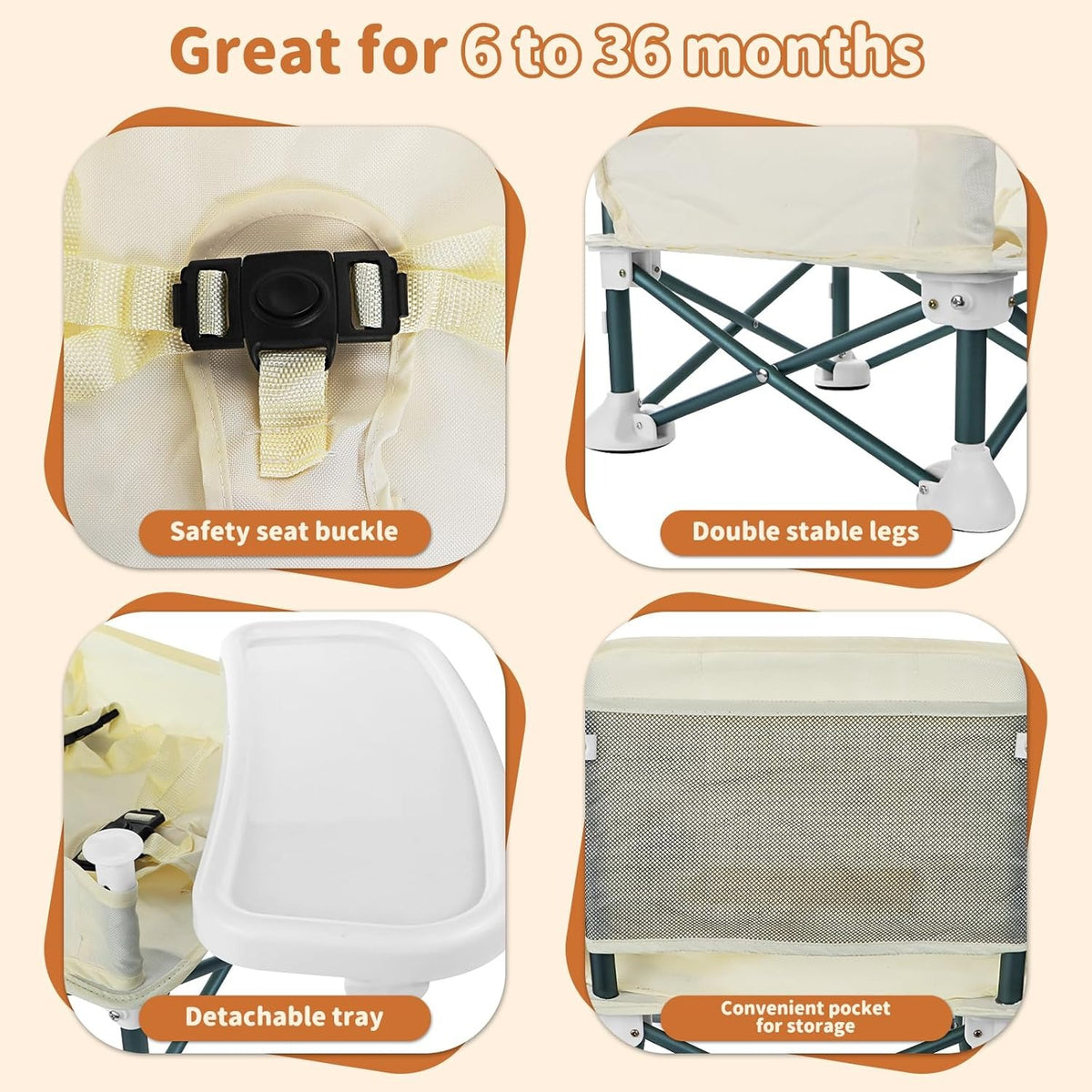 Foldable Baby Portable Dining Chair – Safe, Comfortable & Travel-Friendly Feeding Seat