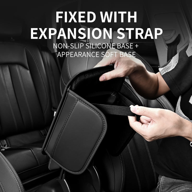 Car Center Console Armrest Cover – PU Leather Cushion with Side Storage Pocket & Protector Mat