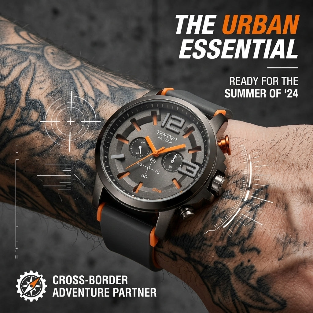 Men's Sports Quartz Watch – Stainless Steel 100M Water-Resistant Casual Wristwatch