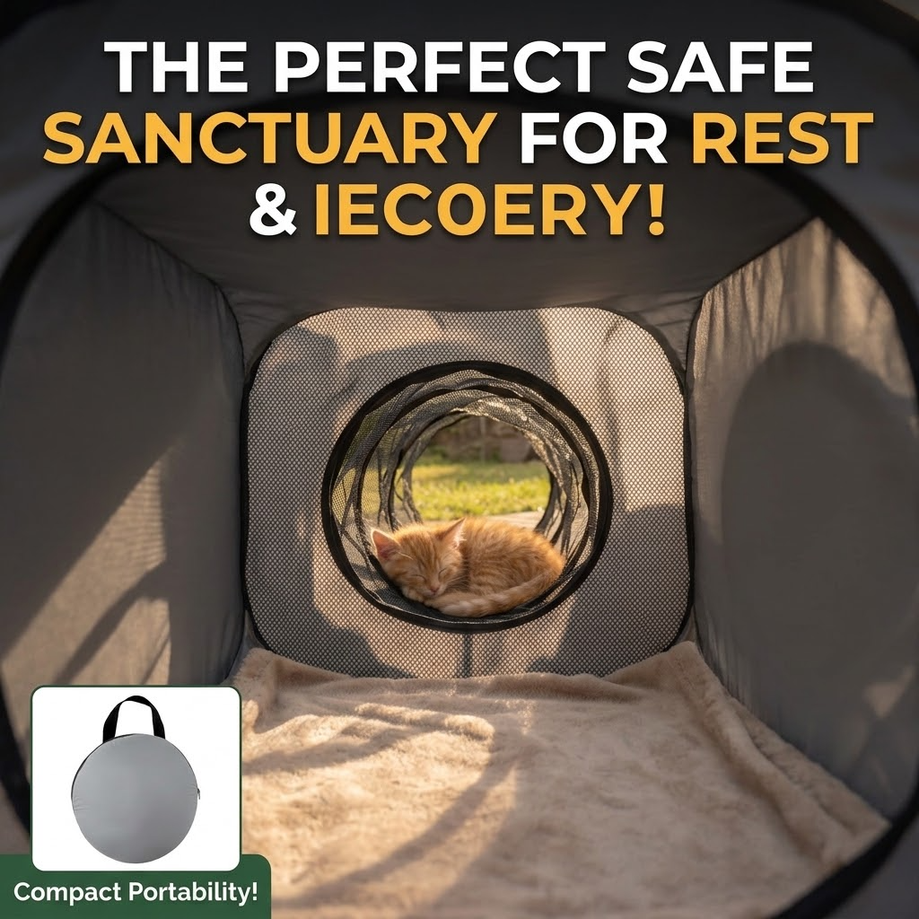 3-in-1 Pet Camping Tent – Spacious Foldable Cat Carrier & Portable Rest and Play House