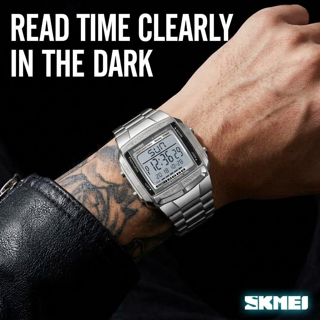 SKMEI Men’s Digital Fashion Watch – Waterproof Sporty Wristwatch for Men