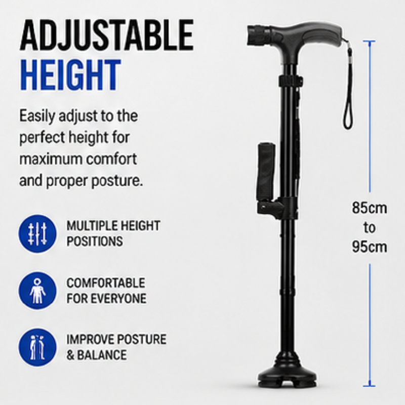 Foldable Walking Stick with LED Light