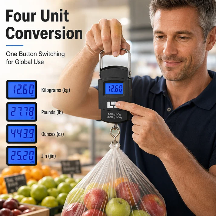 50kg – 10g High-Accuracy Electronic Weighing Scale with LCD Backlight & Metal Hook