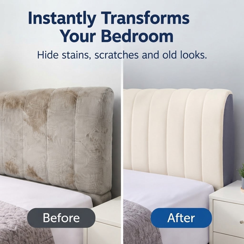 Stretchable Bed Headboard Cover – Soft, Washable & Elastic Bedside Protector