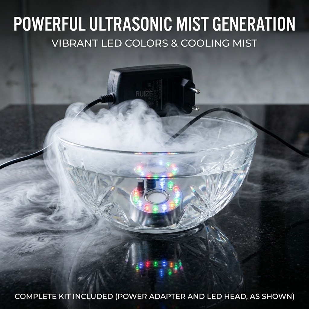 Humidifier with Colorful LED Light – Atomizing Humidifier for Aquariums, Bonsai & Decorative Water