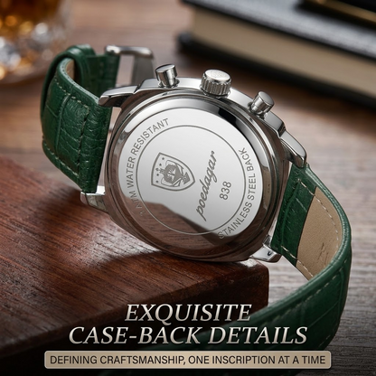 Poedagar 838 Luxury Men’s Watch – Leather Strap Chronograph Quartz Business Watch