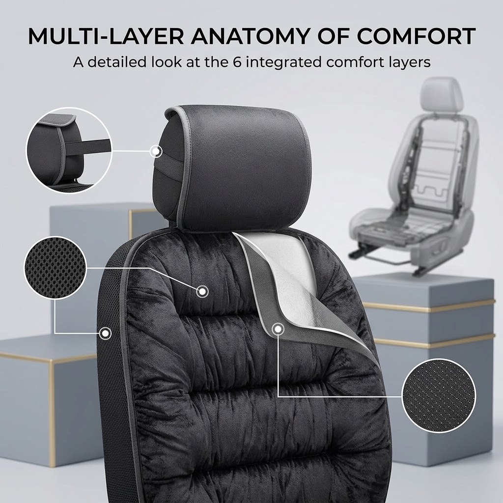 Fluffy Fuzzy Car Seat Covers – Universal Cotton Full Set for Auto Interiors