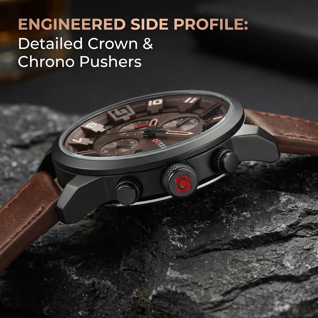 Men’s Watch – Business Fashion Leather Band Chronograph Quartz Wristwatch