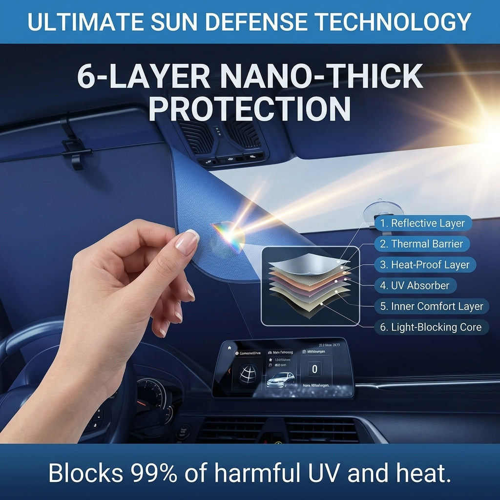 Automatic Retractable Car Windshield Sun Shade – Front Window Sun Protector Cover with Easy Pull-Down Design