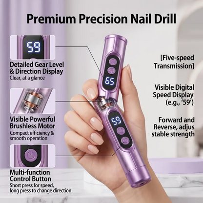 4-Speed Electric Nail File – Professional Nail Drill & Toenail Sander for Thick Nails