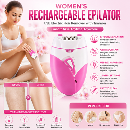 Women's Rechargeable Epilator – USB Electric Hair Remover with Trimmer