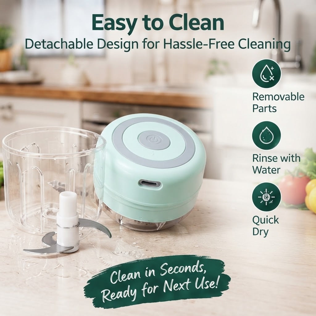 Mini Electric Garlic Chopper USB Rechargeable Vegetable Crusher