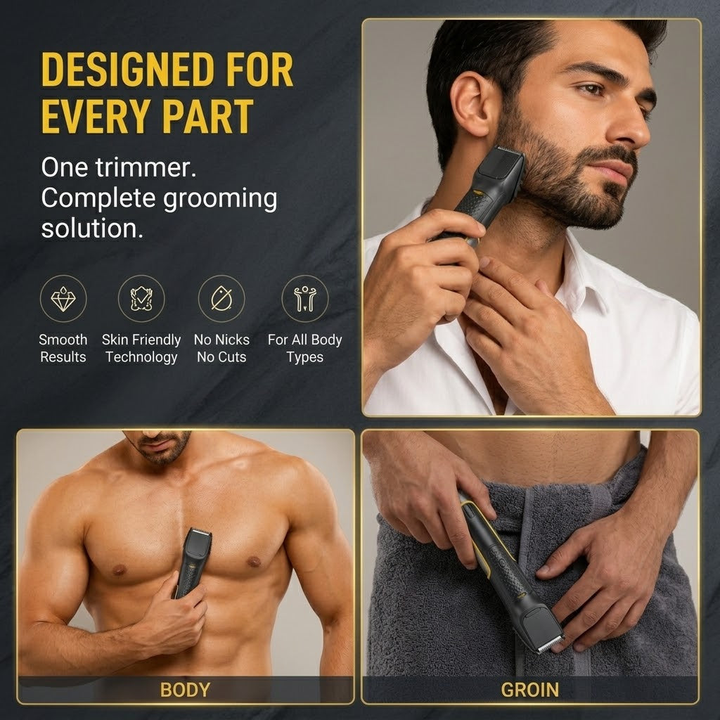 Men's USB Rechargeable Body Trimmer – Face, Body & Groin Grooming Shaver