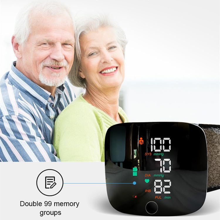 Wrist Blood Pressure Monitor – Digital LED Touch Screen BP Cuff with 99×2 Memory & Carrying Case
