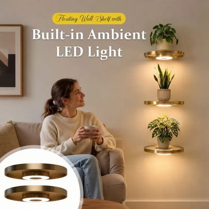 Floating Wall Shelf with LED Light Modern Display & Storage Rack