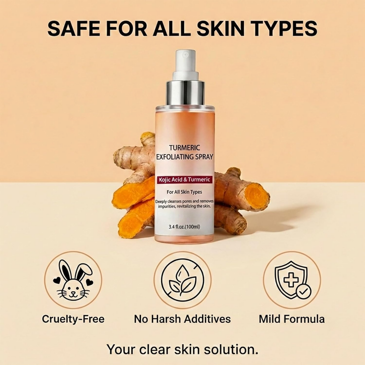 Turmeric Exfoliating Body Spray – Hydrating & Moisturizing Skin Care Spray