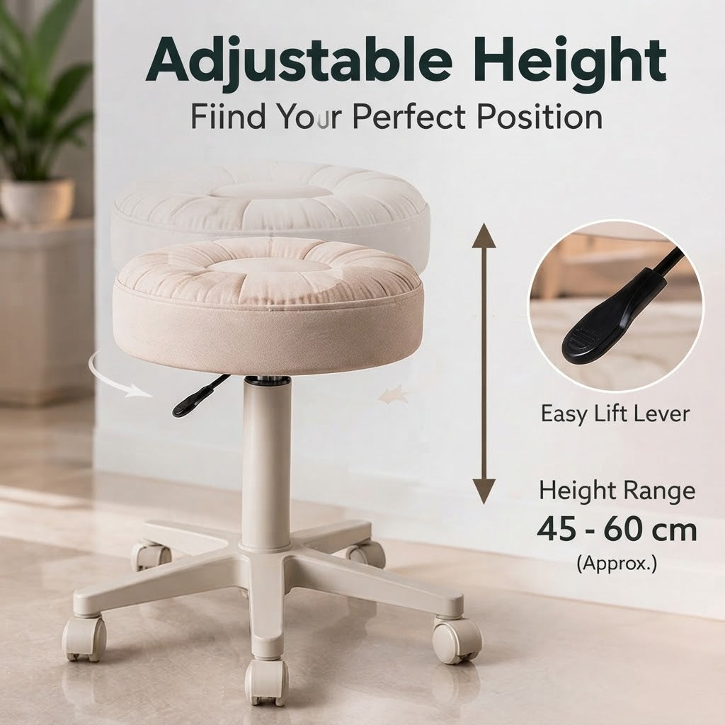 Large Rolling Beauty Swivel Salon Chair with Wheels & Adjustable Lift