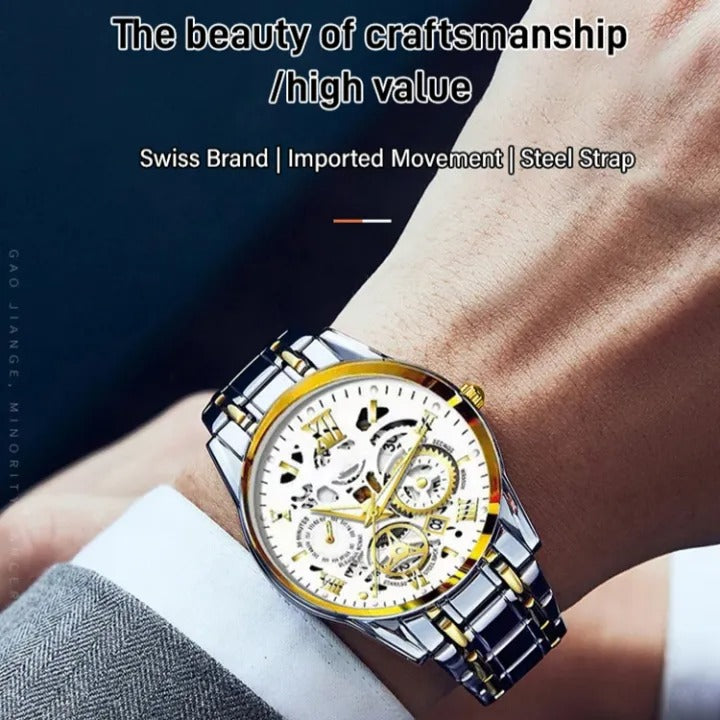 Men’s Quartz Watch — Steel Band Waterproof Style