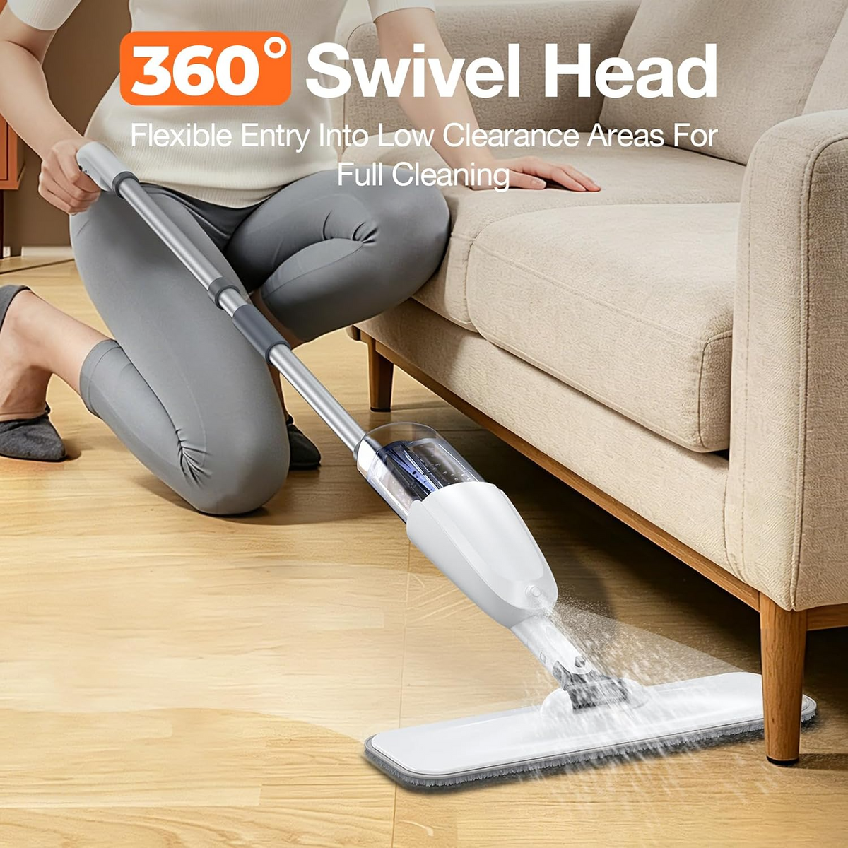 Spray Flat Mop Wet & Dry Floor Cleaning with One-Swipe Design