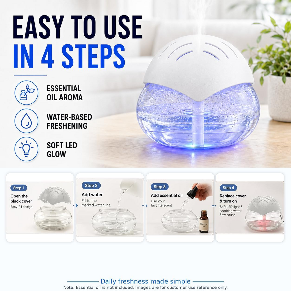 Electric Aroma Diffuser – Cool Mist Humidifier with Color Changing Light