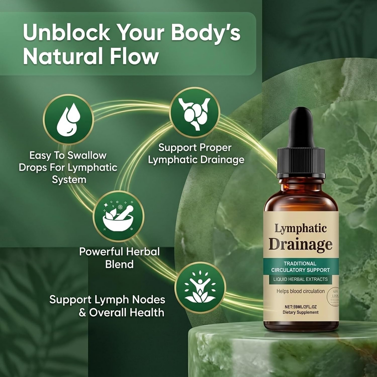 Lymphatic Drainage Herbal Liquid Drops – 59ml Traditional Herbal Extract for Daily Wellness