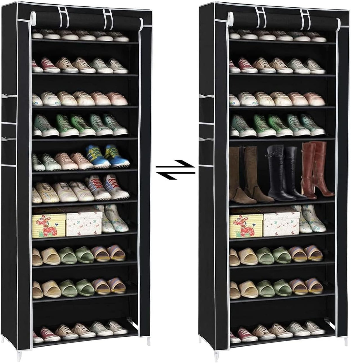 10-Tier Non-Woven Shoes Rack