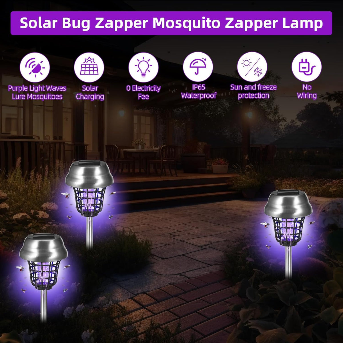 Solar Waterproof Outdoor Mosquito Repellent Light