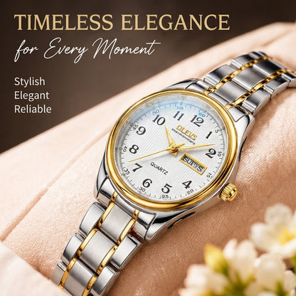 Women’s Luxury Quartz Waterproof Watch with Stainless Steel Strap