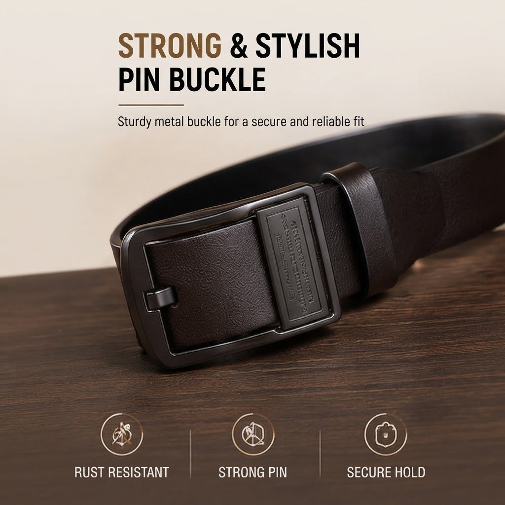 Men's Synthetic Leather Belt – Multiple Pin Buckle Business & Casual Waist Belt