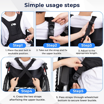Adult Wheelchair Adjustable Harness Seat Belt for Secure Support