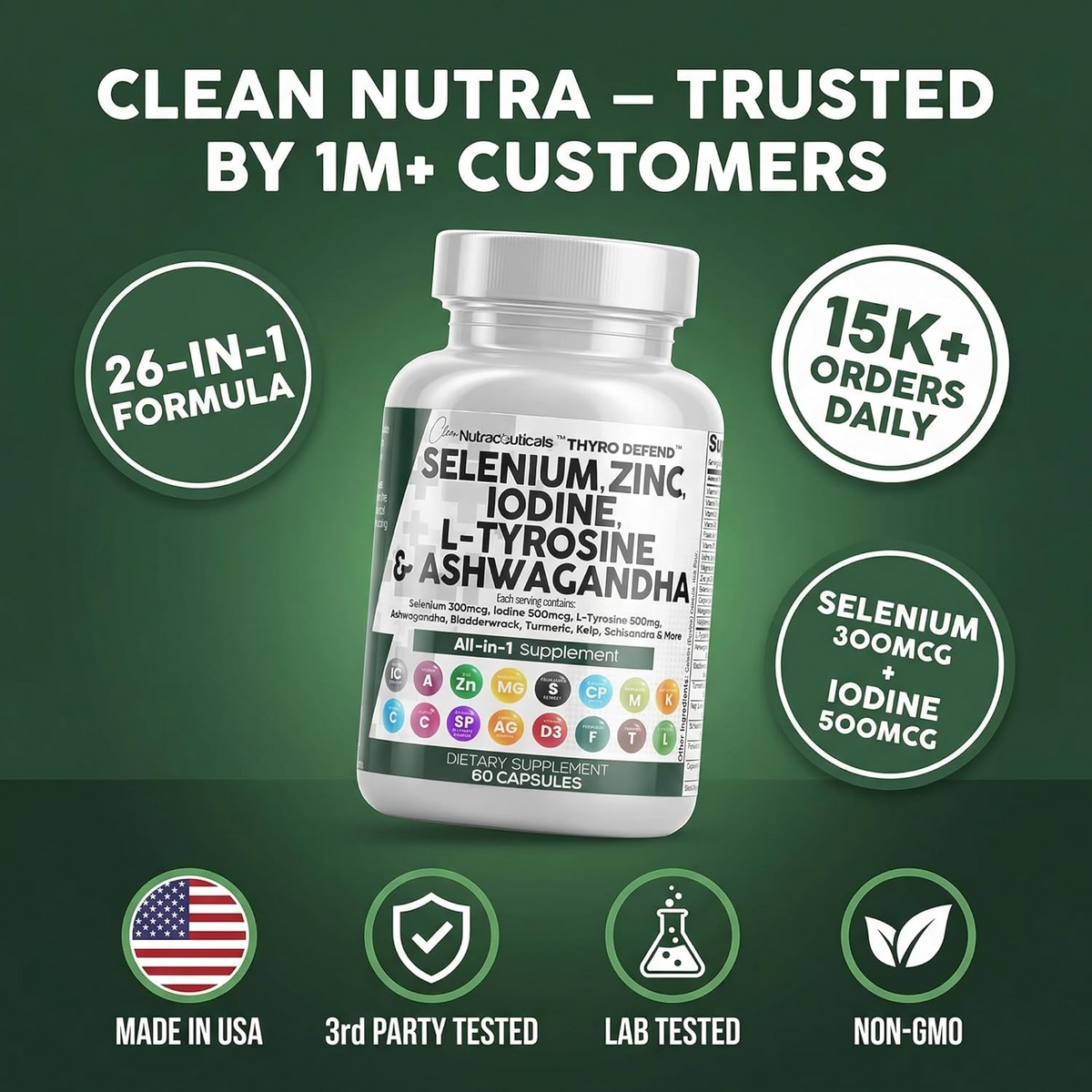 All in 1 Selenium, Zinc, Iodine & Ashwagandha Capsules