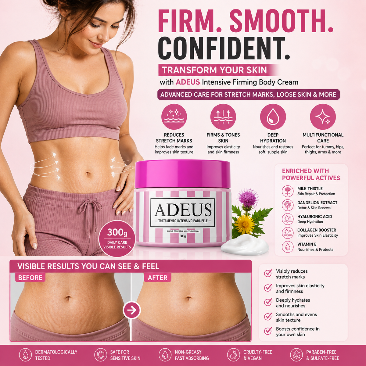 ADEUS Intensive Firming Cellulite & Stretch Mark Cream
