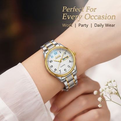 Women’s Luxury Quartz Waterproof Watch with Stainless Steel Strap