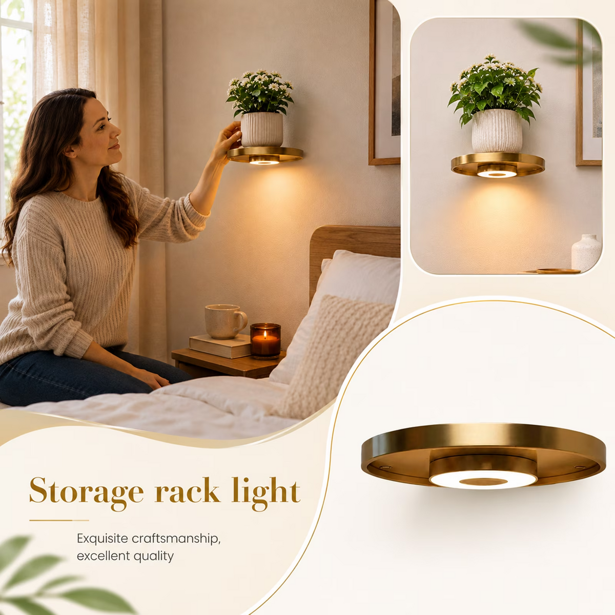 Floating Wall Shelf with LED Light Modern Display & Storage Rack