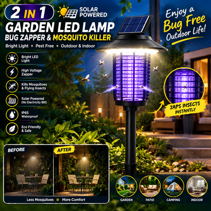 2-in-1 Solar Garden LED Lamp – Outdoor Solar Bug Zapper & Mosquito Killer