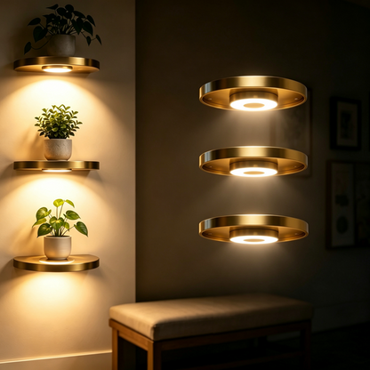 Floating Wall Shelf with LED Light Modern Display & Storage Rack