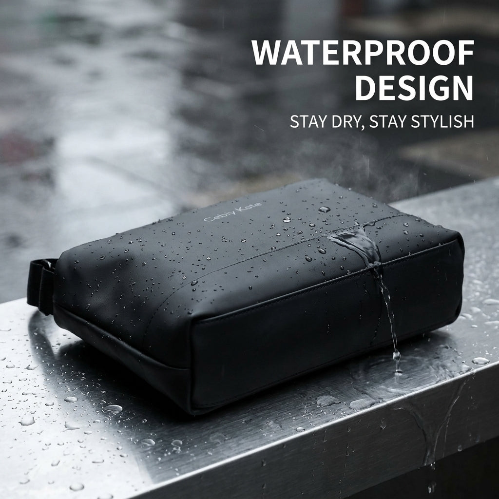 Men’s Waterproof Leather Crossbody Bag – Trendy Casual Shoulder Messenger Bag