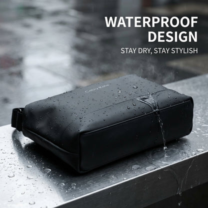 Men’s Waterproof Leather Crossbody Bag – Trendy Casual Shoulder Messenger Bag