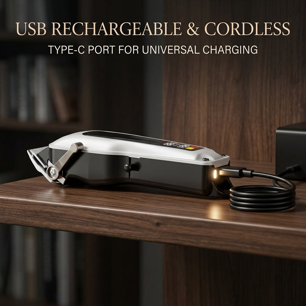 Professional 10000 RPM Cordless Hair Clipper – USB Rechargeable Digital Barber Trimmer