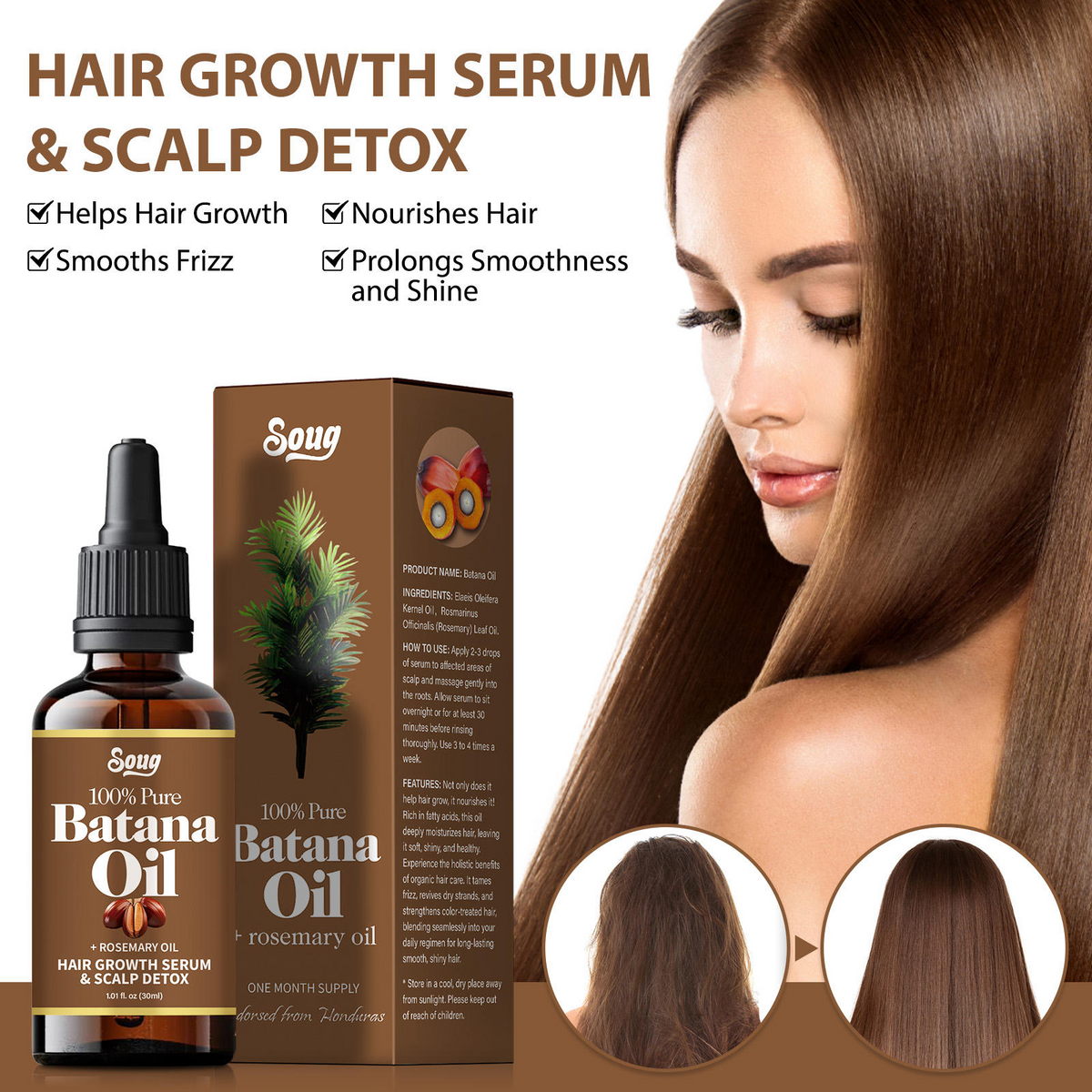Organic Batana Hair Oil Rosemary Infused Moisturizer for Damaged Hair