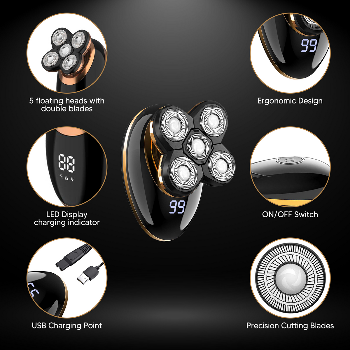 WL-6900 Rechargeable Shaver – Waterproof Rotary Face, Body & Beard Electric Razor