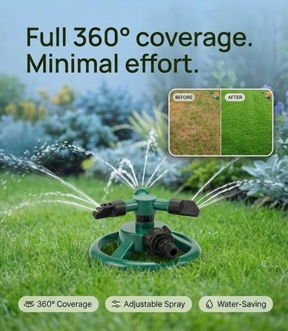 360° Rotation Lawn Sprinkler – Automatic Garden Watering Made Easy