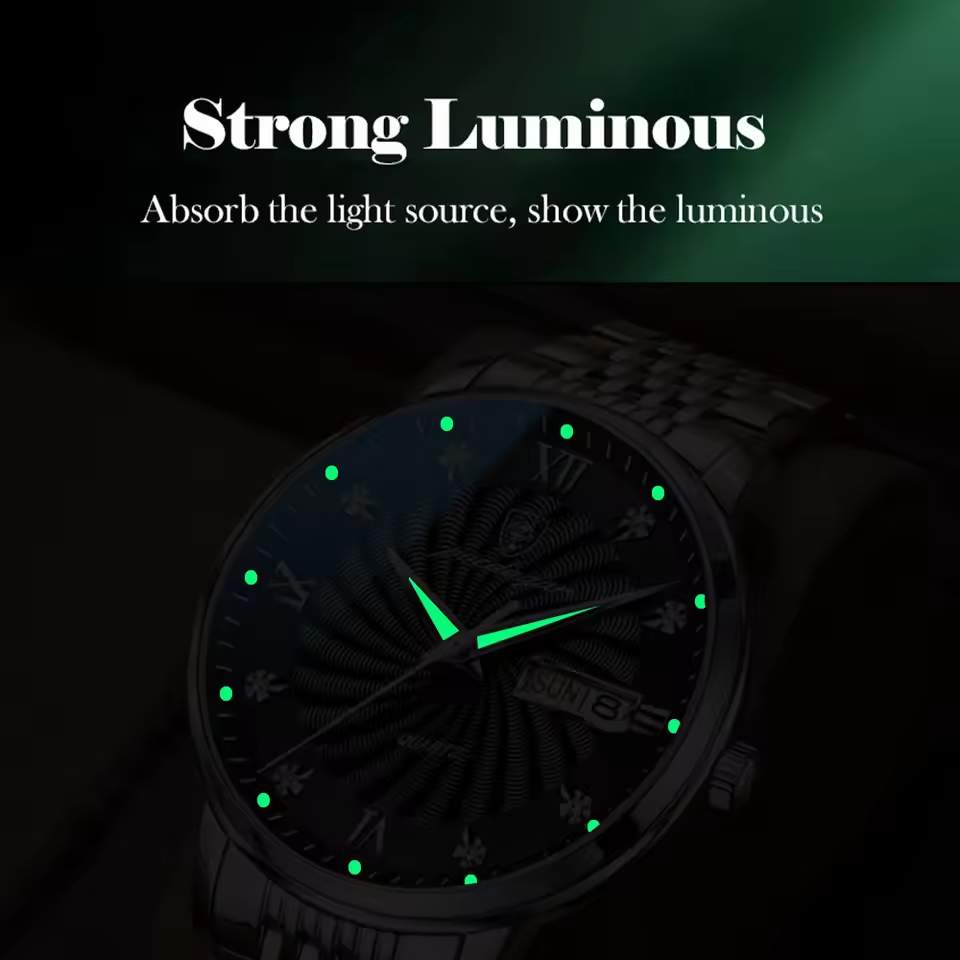 Men’s Luxury Business Watch – Automatic-Style Dial with Diamond Detail & Butterfly Clasp