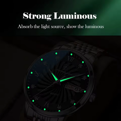 Men’s Luxury Business Watch – Automatic-Style Dial with Diamond Detail & Butterfly Clasp