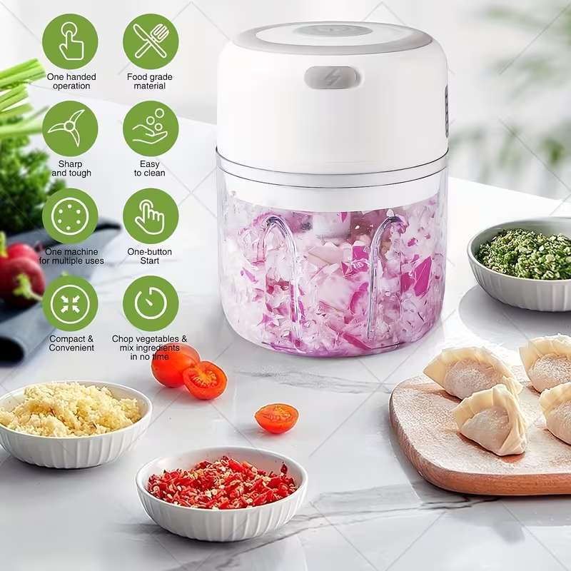 Mini Electric Garlic Chopper USB Rechargeable Vegetable Crusher