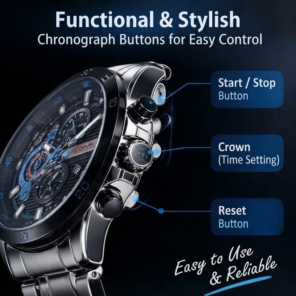 Men’s Stainless Steel Waterproof Chronograph Watch