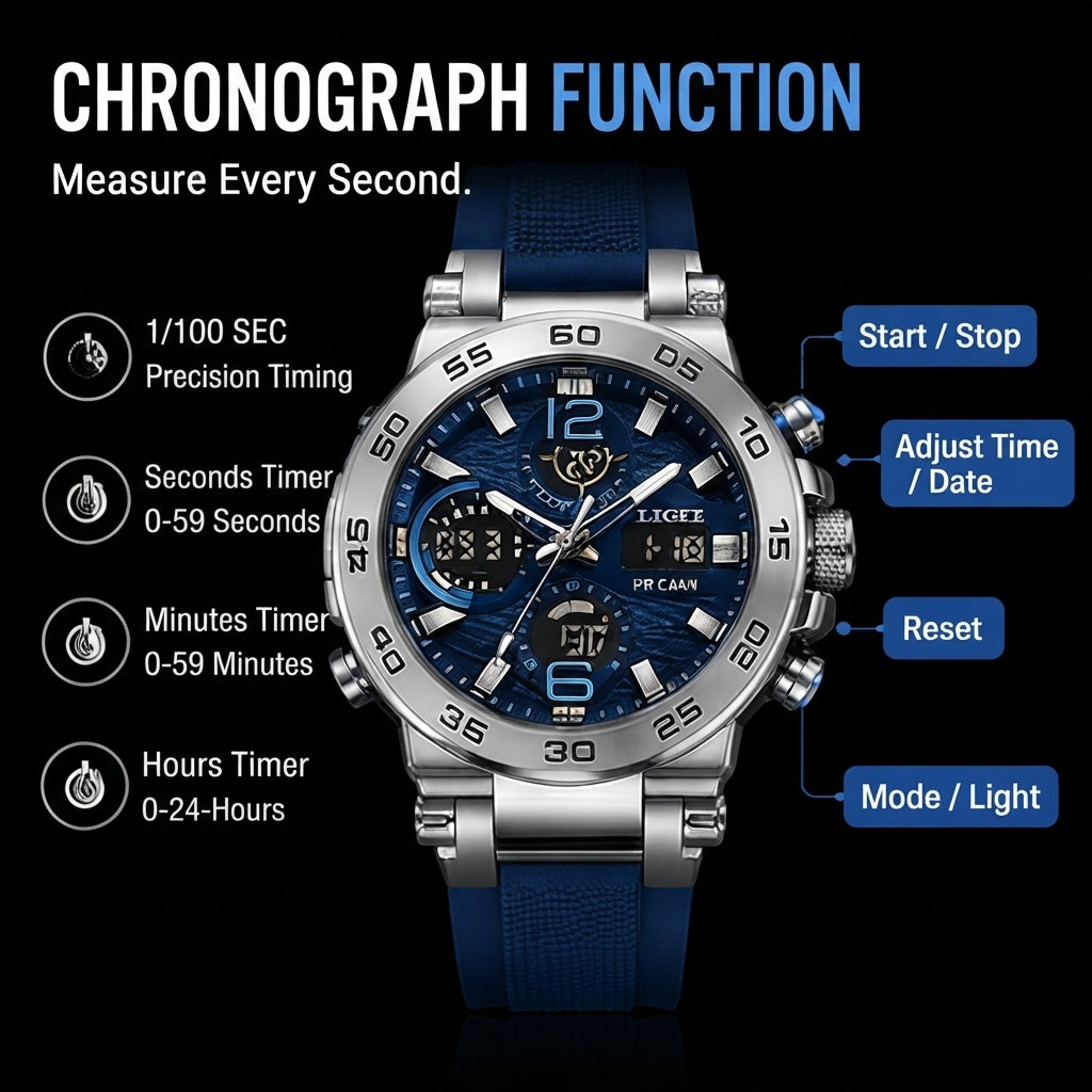 Men's Double Display Sports Luminous Digital Watch