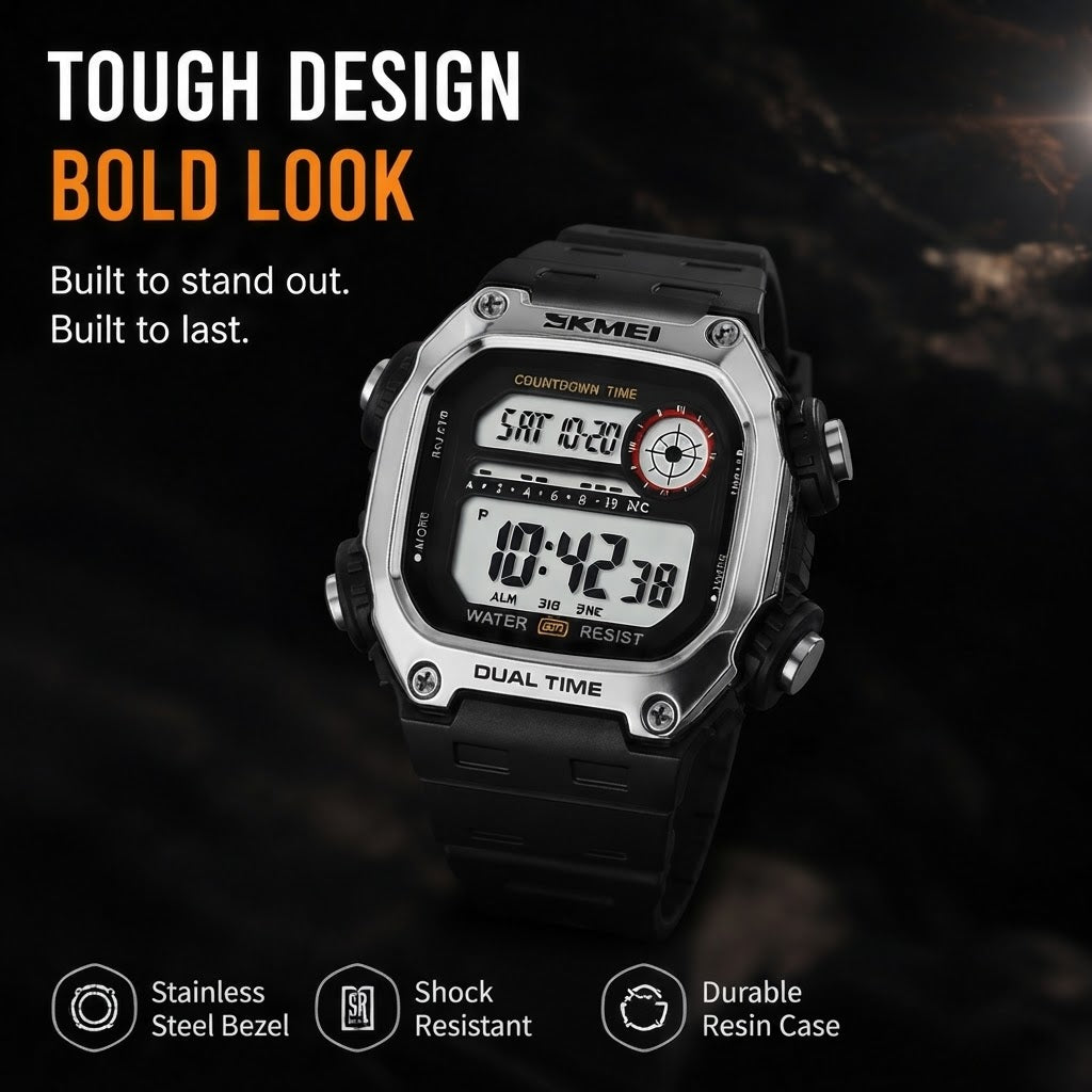 Men's Rugged Sports Watch – Premium Silicone Strap Wristwatch